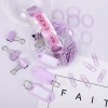Macaron-colored paper clip keychain creative combination, colorful magnetic buckle rubber band long tail clip multi-functional set Application Scenario